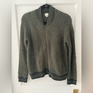 Women’s Olive Green Boucle Varsity Sweater/Jacket